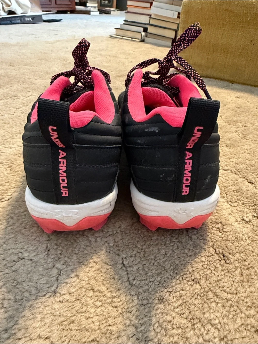 Under Armour Kids Black and Pink Athletic Sneakers